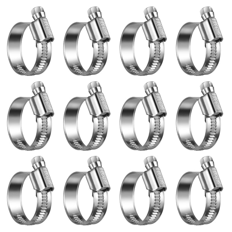 Heavy Duty Hose Clamp Size#12, 3/4 to 1-1/4 inch Adjustable Worm Gear Drive Hose Clamps Stainless Steel 304 for Fuel Injection Line, Automotive, Radiator, Garden,12 Pack 12 #12 (3/4 To 1-1/4)