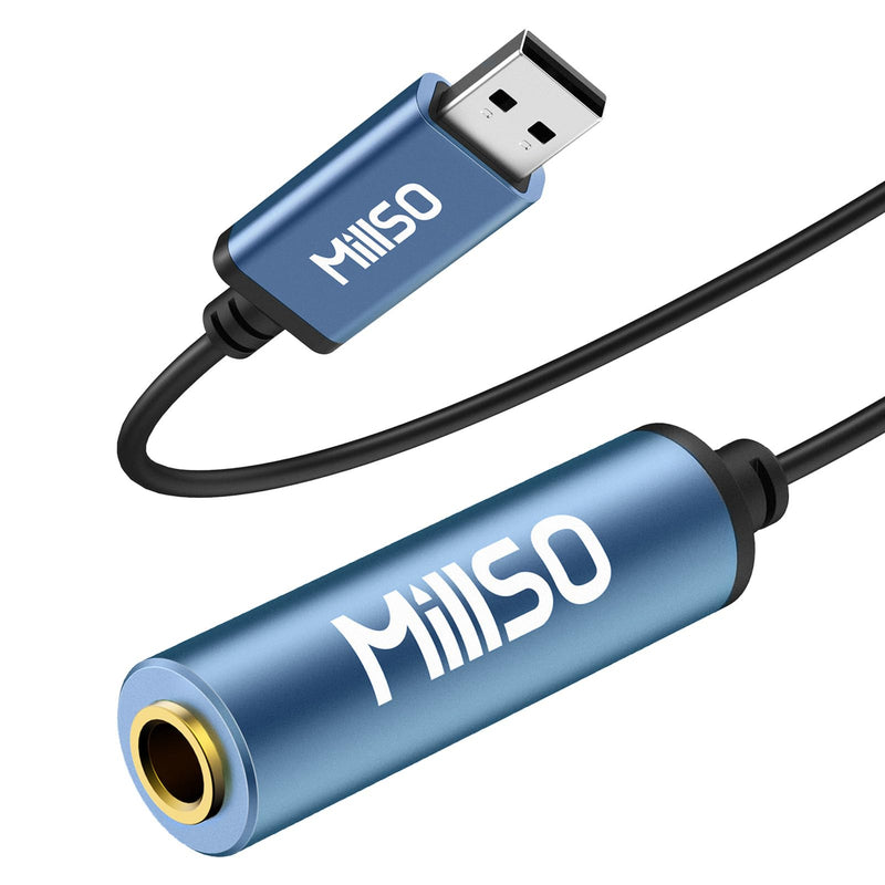MillSO USB to 1/4 Jack Audio Adapter Type-A to 6.35mm Female TRS Headphone Aux Adapter Stereo USB External Sound Card for Laptop, PC, Amplifier, Speaker, 6.35mm Headphone 12 inch USB-A Male to 1/4 Female