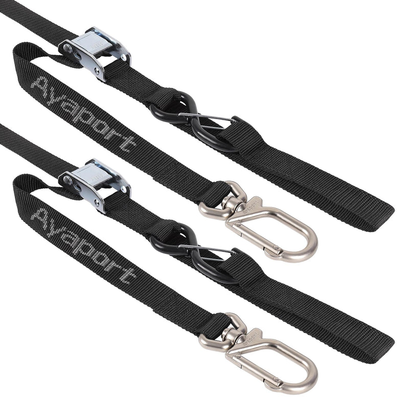 Ayaport Motorcycle Tie Down Straps 1.1” x 7’ (with Swivel Carabiner Hooks) Cam Buckle Tie Downs, Handlebar Strap for Dirt Bike, Motor Bike, Kayak, Car, Truck, Boat, Cargo, Black (1.1" x7'-2pcs) 1.1''x7'-2pcs
