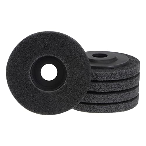 HARFINGTON 5pcs Nylon Fiber Polishing Wheel 4.5" x 7/8" Abrasive Wheels Sanding Buffing Disc 320 Grit 7P Non Woven Abrasive Flap disc Grinding Polishing Wheel for Angle Grinders, Gray
