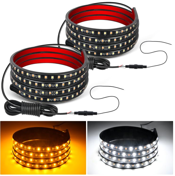 Nilight Truck LED Running Board Lights 2 PCS 48nch Side Maker Light with White Courtesy & Sequential Amber Turn Signal Lighting Strips Kit for Trucks Pickup SUV 48" Running Board Lights White/Amber