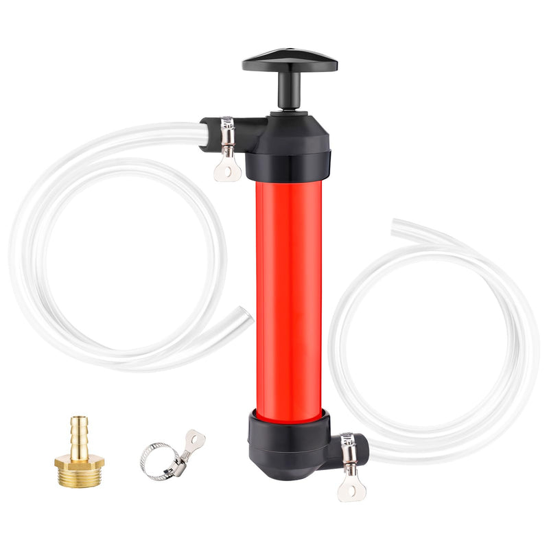 MADHOLLY Hand Fuel Pump Kit - RV Antifreeze Transfer Pump for Camper Trailer with 3 Clamps Leak-proof to Make Winterizing Easier, Siphon Water System for Oil and Liquids