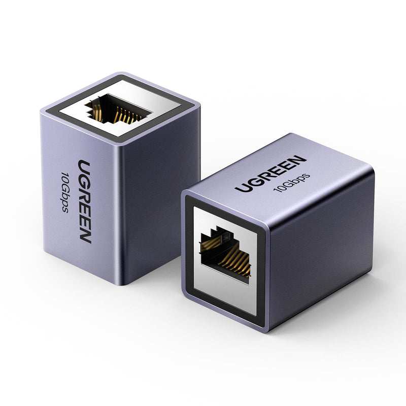 UGREEN Ethernet Extender 10Gbps, 2 Pack Ethernet Coupler for Cat8 Cat7 Cat6 Cat5 Cable, 328ft Long Distance Extend, Aluminum Alloy Shell, Space Grey