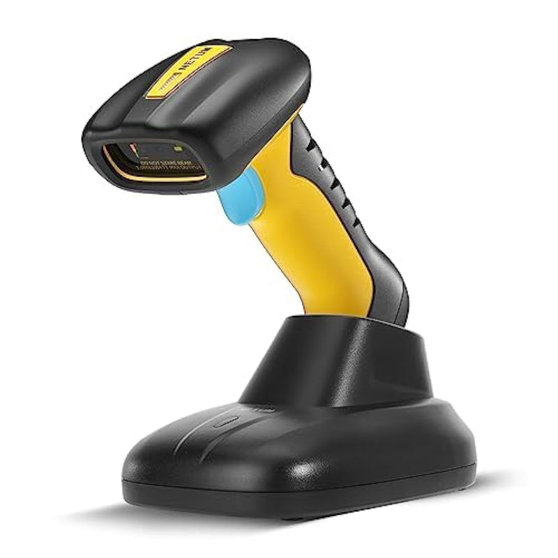 NETUM Upgraded QR Industrial Bluetooth Barcode Scanner with Charging Dock, Wireless 2D 1D Bar Code Reader 2600mAh Drop Protection Shock Dust Proof Hands Free for Windows Mac Android iOS (NT-1200) NT-1200