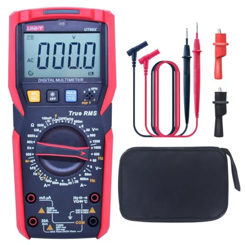 UNI-T UT89X Digital Multimeter Tester, TRMS 6000 Counts AC DC 1000V Multimetro Volt Ohm Meter Automotive Electrical Capacitance Multimeter, Measures Current Temperature NCV Resistance UT89X[Temperature, Live wire test]