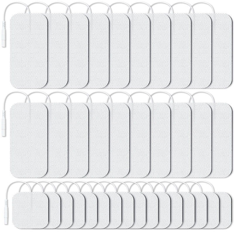 AUVON 36-Pack TENS Unit Replacement Pads for TENS Unit, 2 Sizes Electrodes Pads Combination Set, Reusable and Latex Free Pigtail TENS Pads Compatible with TENS 7000, Etekcity TENS EMS Machine
