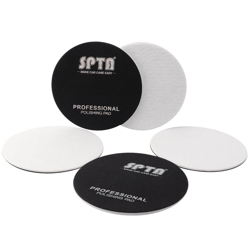 SPTA 5 Pcs 5''(125mm) Car Glass Polishing Discs Microfiber Polishing Buffing Pad - Glass Scratch Removal Kit for Correcting Damaged Windows, Removing Stubborn Waterspots 5 Inch(125mm)