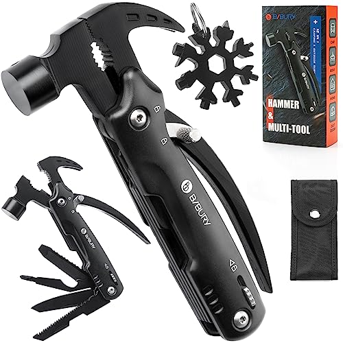 BIBURY Gifts for Men, 12 in 1 Hammer Multitool with 18 in 1 Snowflake Tool