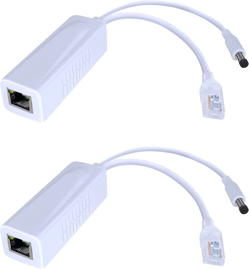 Gigabit PoE Splitter Adapter,12V 2A Output,1000Mbps, IEEE 802.3AF/at, Suitable for IP Cameras, AP WiFi, IP Phones, and Other DC Power Supply Devices,5.5x2.1mm DC, Input Voltage48-52V,2 Pack