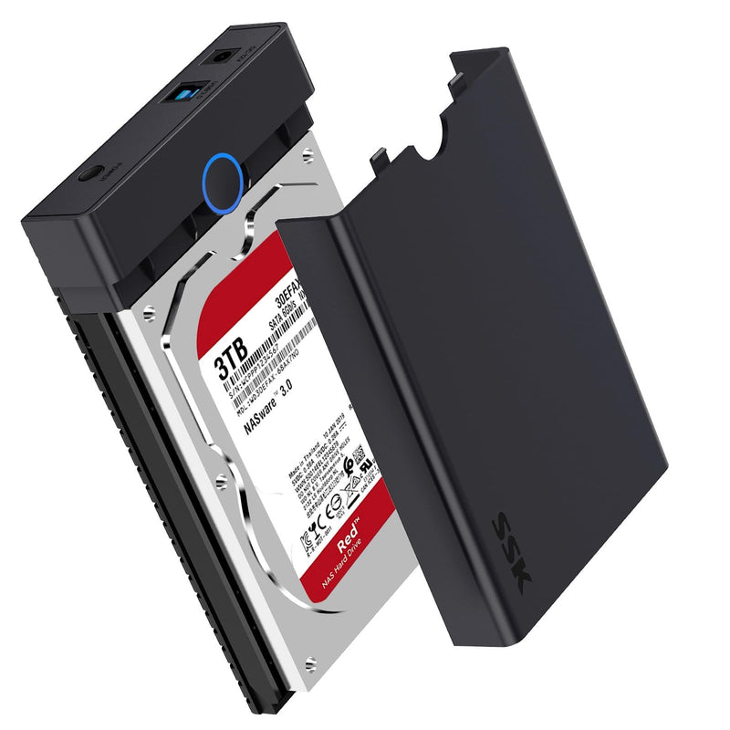 SSK 3.5 External Hard Drive Enclosure USB 3.0 to SATA Lay-Flat Tool-Free Case Dock for 3.5 2.5 inch SSD/HDD up to 20TB Hard Drive Docking Station Supports UASP Trim