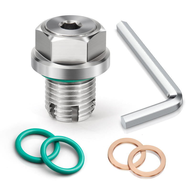M14.1-1.5 x 15mm Oversize Piggyback Oil Drain Plug, Stainless Steel Self Tapping Oil Pan Thread Repair Kit M14.1-1.5 x 15mm
