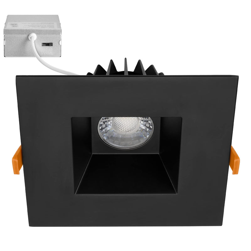 Maxxima 6” Ultra-Thin Recessed Anti-Glare LED Downlight Canless IC Rated 1200 Lumens 5 Color Temperature Select 2700K/3000K/3500K/4000K/5000K Dimmable Square Black Trim 90 CRI 5CCT Slim J-Box Included