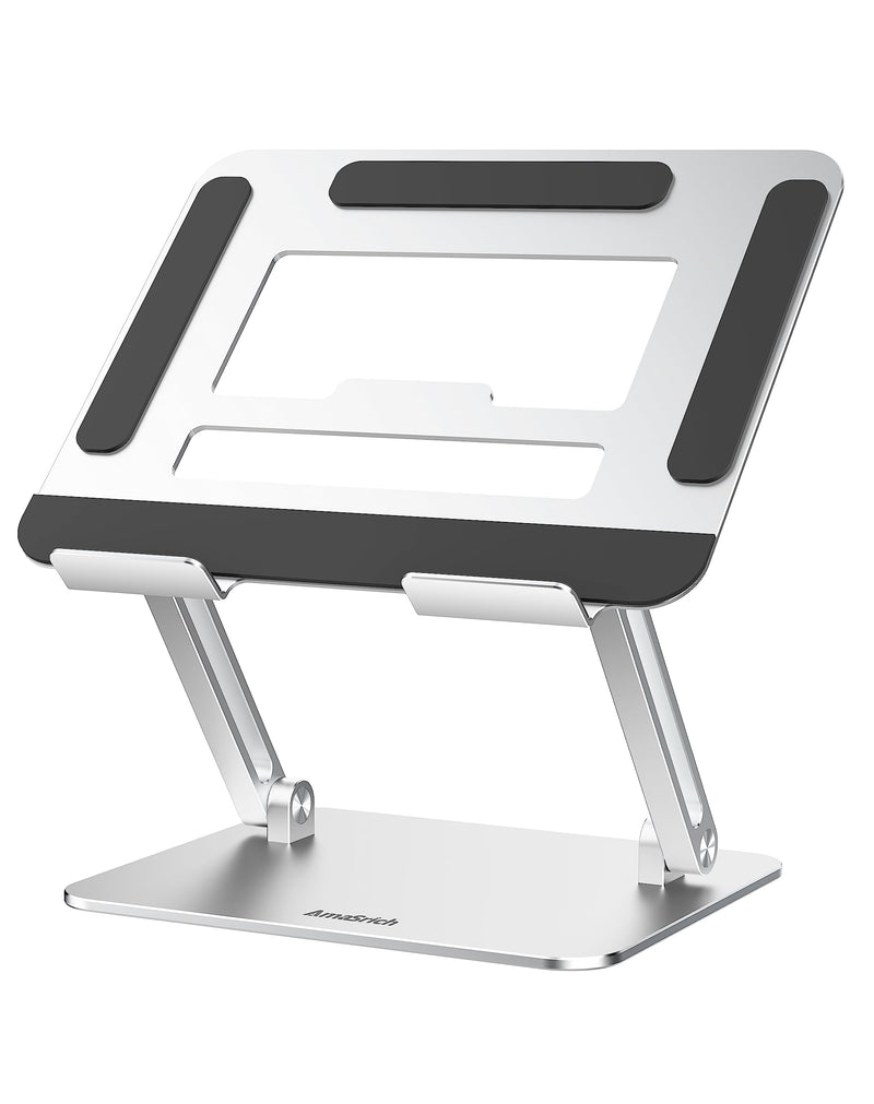 Laptop Computer Stand Adjustable Height-Tablet Holder for Desk-Foldable Riser Folding Mount for Notebook iMac MacBook Air Pro,Dell XPS, HP (10-17.3"),Aluminum-Silver Silver LS02-US