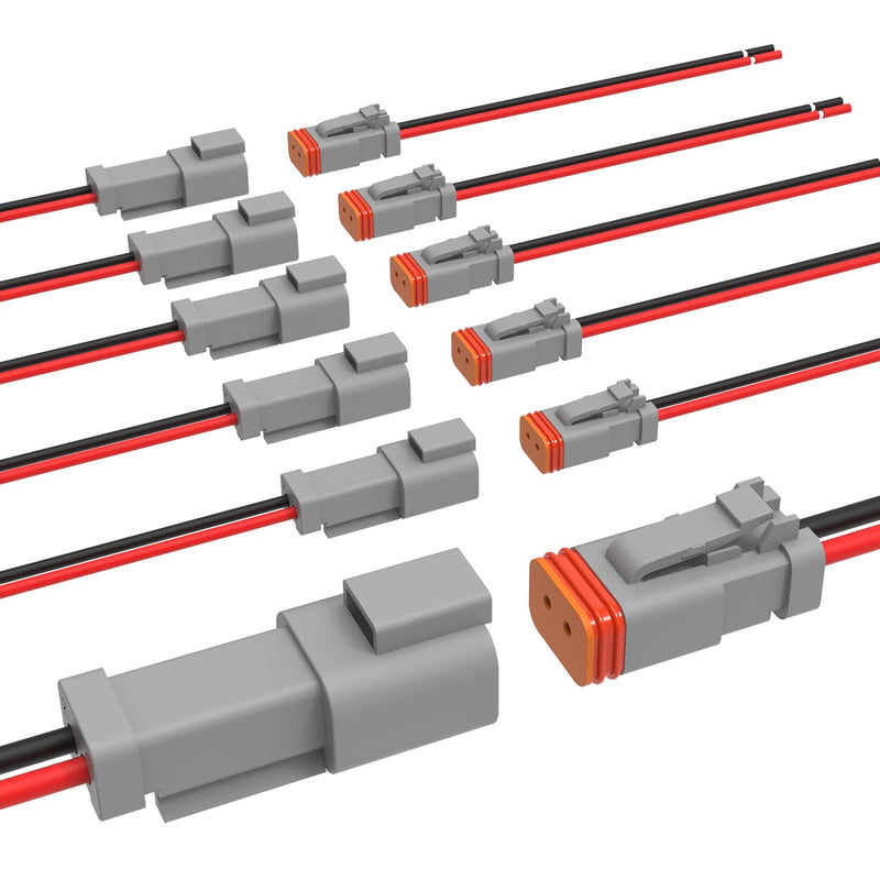 Newdeli Deutsch 2 Pin Connector Kit Waterproof Electrical Connector 16 AWG Male and Female Automotive Wire Connectors for Car Truck Boat, Dt Connector 6 Sets DT Connector 6 Sets 2 Pin
