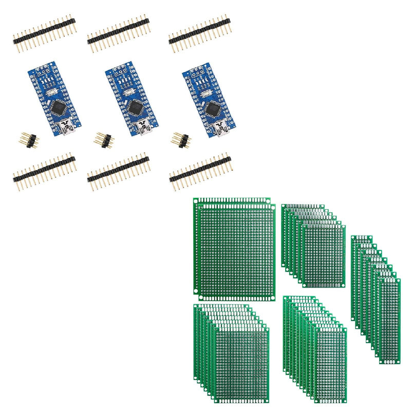 ELEGOO Nano Board CH 340/ATmega+328P & ELEGOO 32 Pcs Double Sided PCB Board Prototype Kit