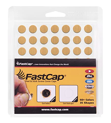 FastCap - Screw Hole Covers, 1/2" (13mm) Stickers - Professional Woodworking & Cabinetry - 5 - Sheets (280 - Caps) - Woodgrain PVC, Color - American Maple