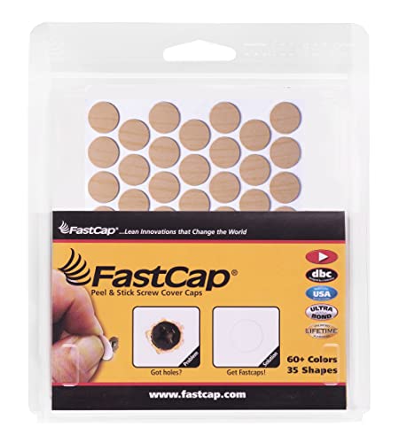 FastCap - Screw Hole Covers, 9/16" (14mm) Stickers - Professional Woodworking & Cabinetry. 5 - Sheets (265-Caps) - Woodgrain PVC, Color - Hardrock Maple