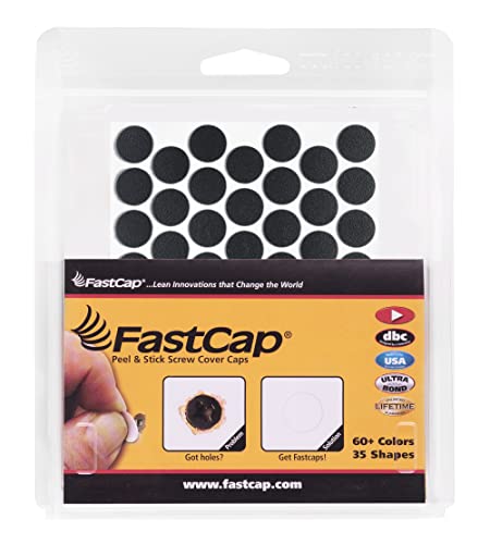 FastCap - Screw Hole Covers, 9/16" (14mm) Round Stickers - Professional Woodworking, Furniture, and Cabinetry Projects - 5 - Sheets (265-Caps) - Solid PVC, Color - Black