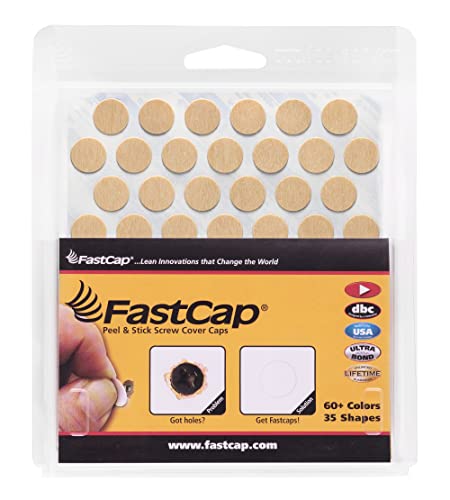 FastCap - Screw Hole Covers, 9/16" (14mm) Round Stickers - Ideal for Professional Woodworking, Furniture, and Cabinetry Projects - Five Sheets of 260 Caps - Unfinished Real Wood, Color - Natural Birch 5