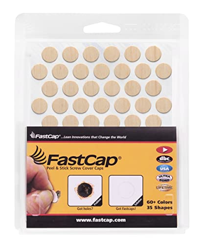FastCap - Screw Hole Covers, 9/16" (14mm) Round Stickers - Ideal for Professional Woodworking, Furniture, and Cabinetry Projects - Five Sheets of 260 Caps - Unfinished Real Wood, Color - Maple