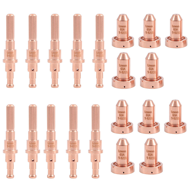 Lewan 10Pcs 9-8215 Electrode & 10pcs 9-8210 Nozzle Tips 60A fit Thermal Dynamics SL60/SL100 Plasma Cutting Torch Consumables 9-8210&9-8215