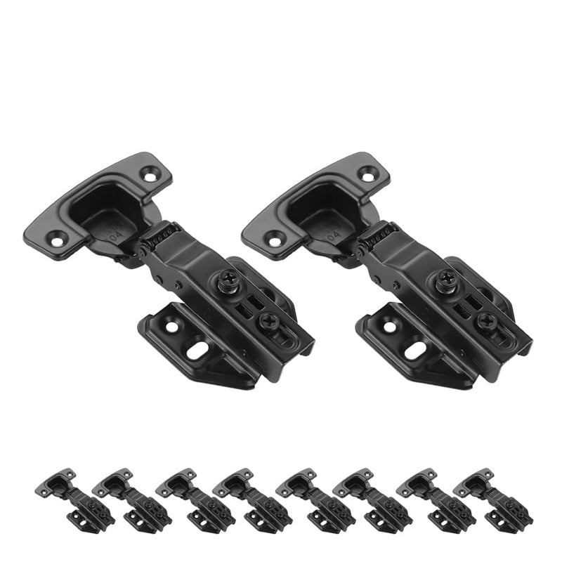 JQK Cabinet Hinges Black, 100 Degree Soft Closing Full Overlay Door Hinge for Frameless Cabinets, Stainless Steel Matte Black Finish, 10 Pack, CH100-BK-P10 1