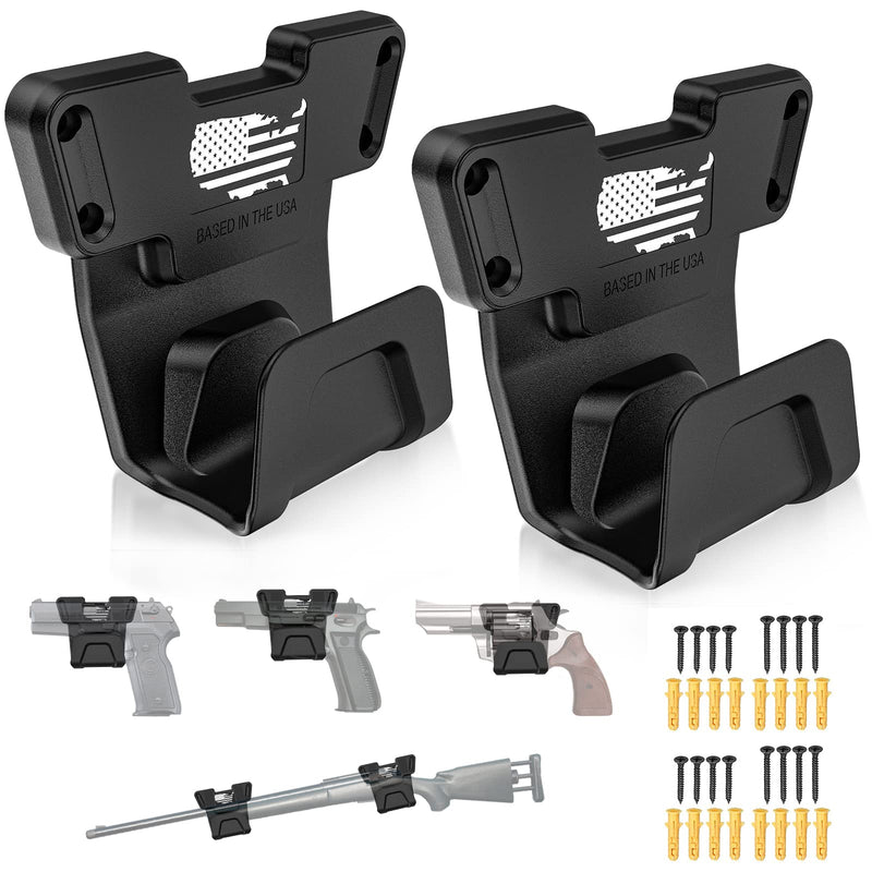 Upgrade Gun Magnet Mount with Safety Trigger Guard Protection for Most Guns, Magnetic Gun Holder Easy Conceal for Car, Safe, Vehicle, Desks, Walls, Handgun Rifle Shotgun, Revolver Magnetic Gun Mount - 2 PACK