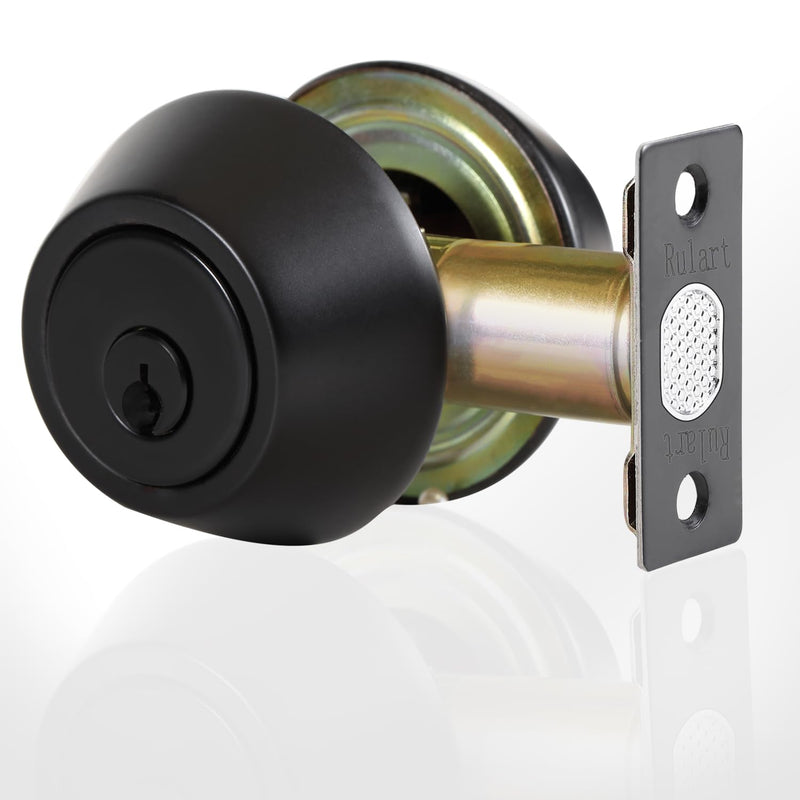 Double keyed Deadbolt Lock - Keyed on Both Sides, 2-Way Adjustable Cylinder Deadbolt (Privacy/Passage), Satin Stainless Steel(Black, Double Side) Black