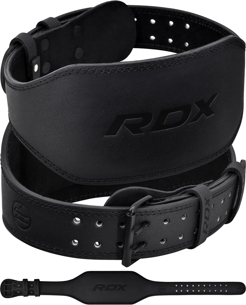 RDX Weight Lifting Belt Gym Fitness, Cowhide Leather, 4” 6” Padded Lumbar Back Support, 10 Adjustable Holes, Weightlifting Powerlifting Bodybuilding Deadlift Squat Workout Strength Training, Men Women Black 6 Inch XL Fits 32 to 37 Inches