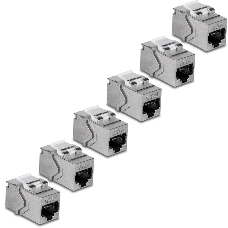 TRENDnet Cat6A RJ45 Keystone Inline Coupler Keystone Jack, 6-Pack, TC-KC06C6A, Keystone Jack Female to Female for Wall Plates & Blank Shielded Keystone Patch Panels, Silver