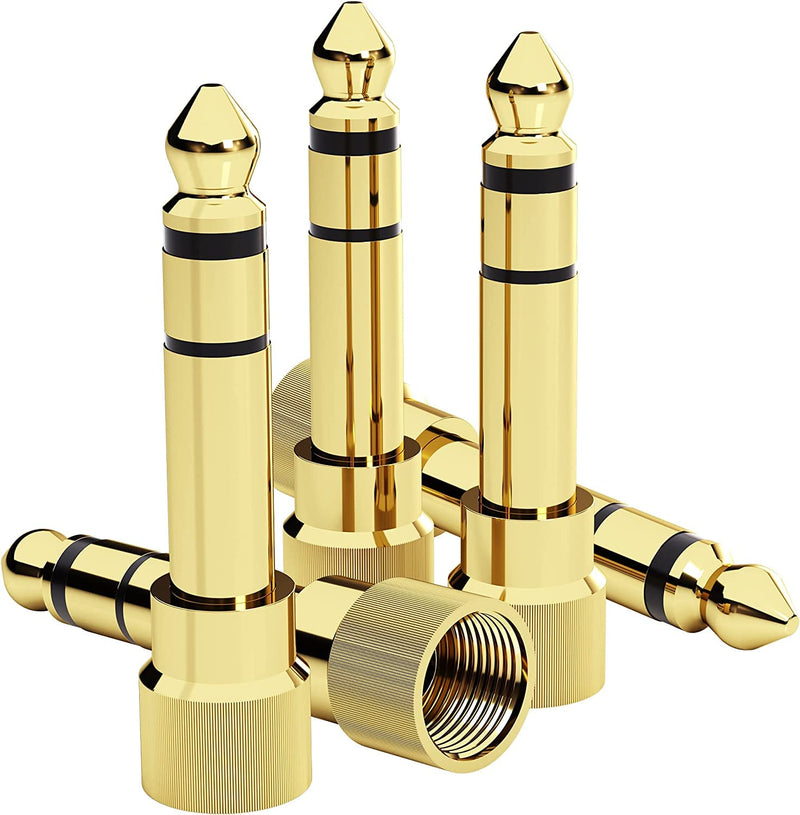 bestune 8Pcs 6.35mm 1/4 Male to 3.5mm 1/8 Female Stereo Headphone Adapter Audio Jack Plug Gold Plated for Speaker Headphone Guitar Digital Piano Amp 8 PACK-Upgrade