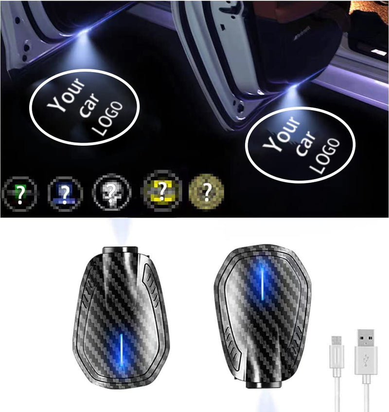 Car Door Lights,2Pcs Car Door LED Logo Projector Lights,Rechargeable Wireless Car Step Courtesy Welcome Lights Shadow Ghost Lights Fit for All Cars (Including 6 Pairs Logo Slides) For F-OO-ORD