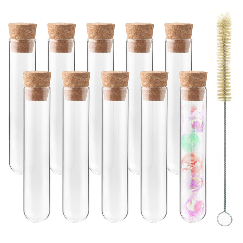 Glass Test Tubes Bulk 50pcs,16ml 20x100mm Test Tube with Cap and Brush, Glass Test Tube for Scientific Plants,TTGS01A50 50pcs of 20x100mm(16ml)