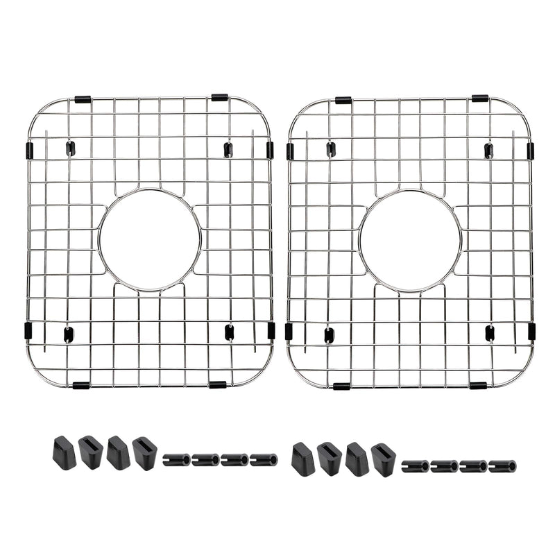 2pcs Sink Protectors Stainless Steel Sink Bottom Grid for Kitchen 14 x 12 inch, Heavy Duty Kitchen Grid Sinks Bottom Protector Center Drain Hole(2 Pack, 14"×12")
