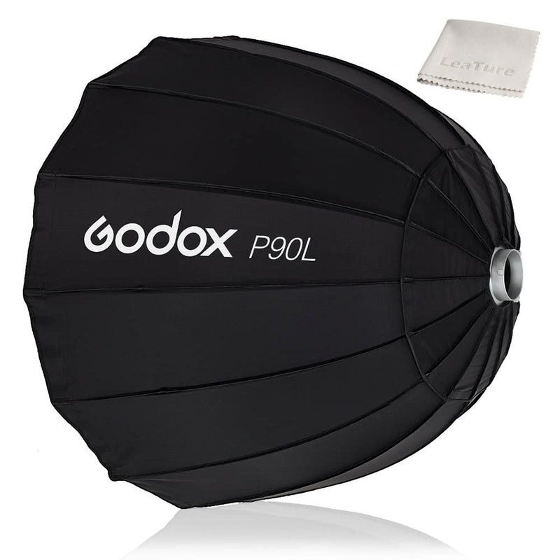 Godox P90L 90cm 35.5 inch Portable Deep Parabolic Softbox Bowens Mount Studio Flash Reflector Photo Studio Softbox for Studio Flash SK400II DP600II DP400II DE300 DE400 and Outdoor Flash AD600 AD600BM