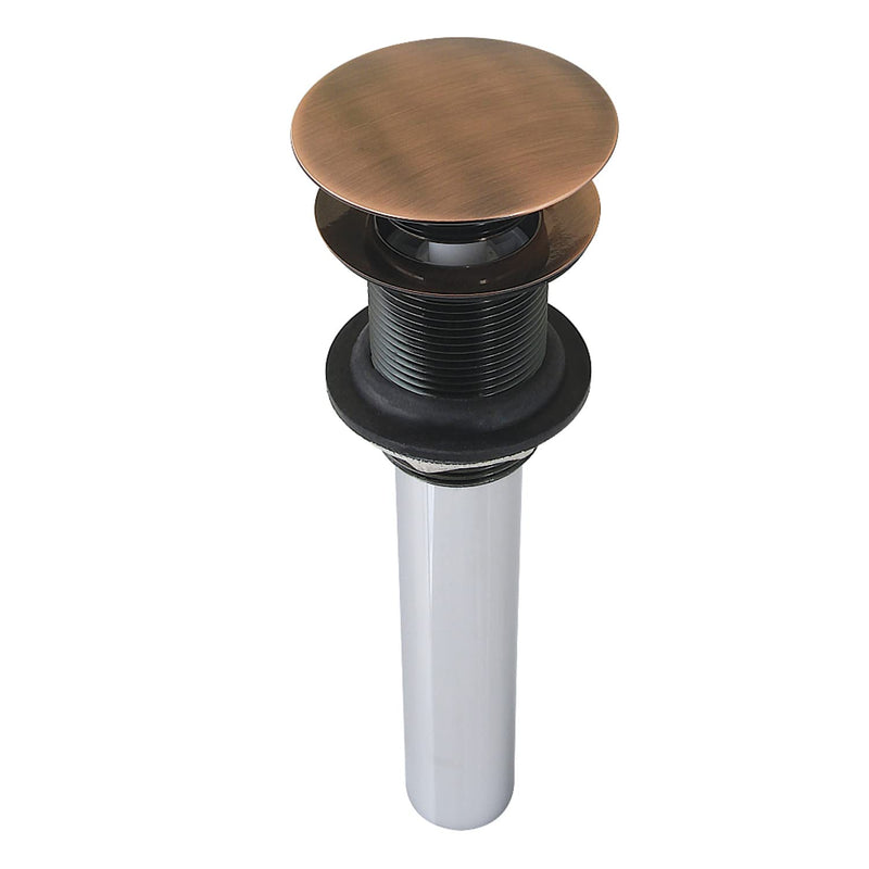 Kingston Brass EV700AC Push Pop-Up Drain without Overflow, 22 Gauge, Antique Copper