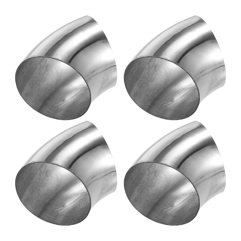 X AUTOHAUX 4 Pcs OD 3 Inch 45 Degree SS304 Stainless Steel Bend Tube Exhaust Elbow Pipe for Car Modified Exhaust System 3" Piping Silver Tone 3"