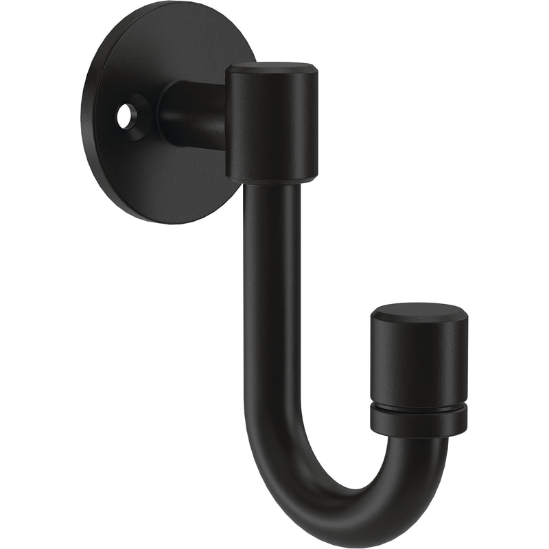 Franklin Brass Bar (4-Pack) Single Wall Hooks 1-Prong Coat/Hat Matte Black for Mounted Hanging Hanger Backpack, Purse, Bag, Towel Organization Decorative B47246K-FB-C