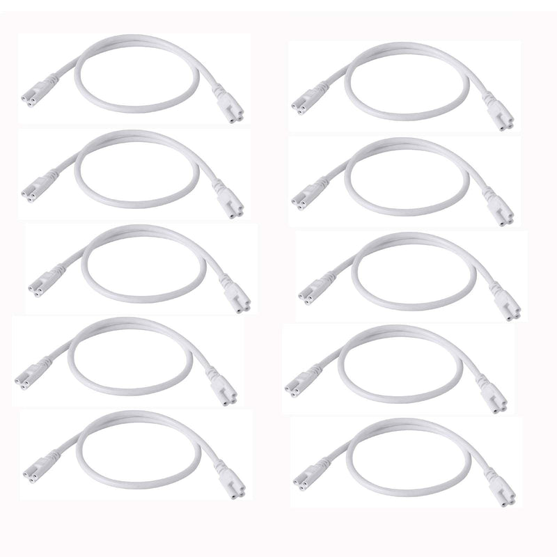 10 Pack 2FT Extension Cords,T5 T8 LED Lamp Connecting Wire | Double End Cable Female to Female,3 Prong Power Cables for Ceiling Lights Tube Lights,
