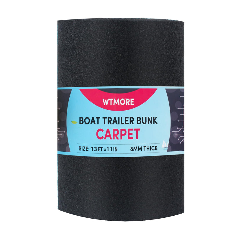 Boat Trailer Bunk Carpet, Marine Grade Carpet 9/11/12/16/17/20/24 Inch for Pontoon, Trailer Bunk,Jet Ski, Padding, Guides Accessories Replacement, Runner for Outdoor 13ft x 11in Black-1pack