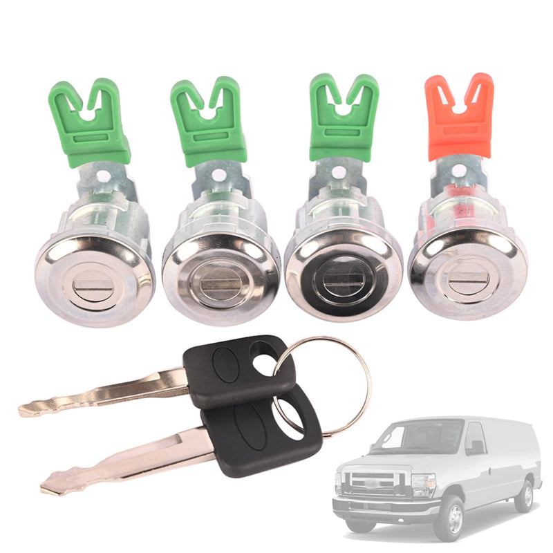 Door Locks Cylinder Lock Set Compatible with Ford Econoline Van/E-150/E-250/ E-350 1997-2018, Replace DL5886 703369 597638