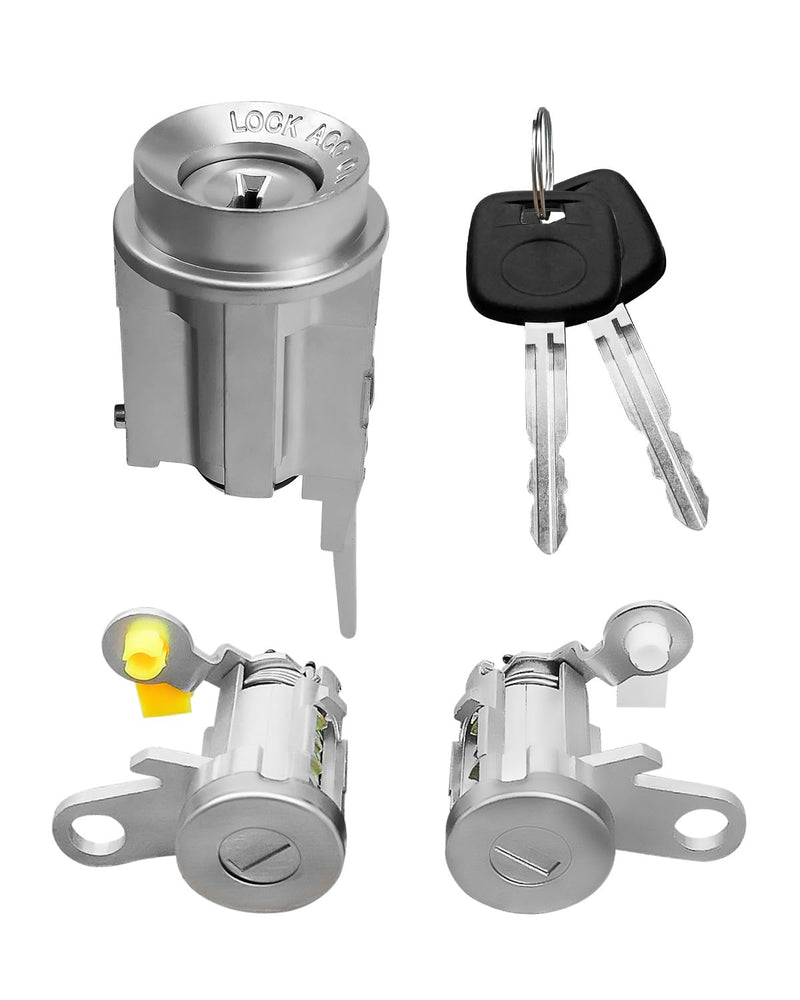 Ignition Switch Lock Key and Front Door Lock Cylinder Set Compatible with Toyota Tacoma 1995-2004 Replace 69005-35840 6905135070 6905735070