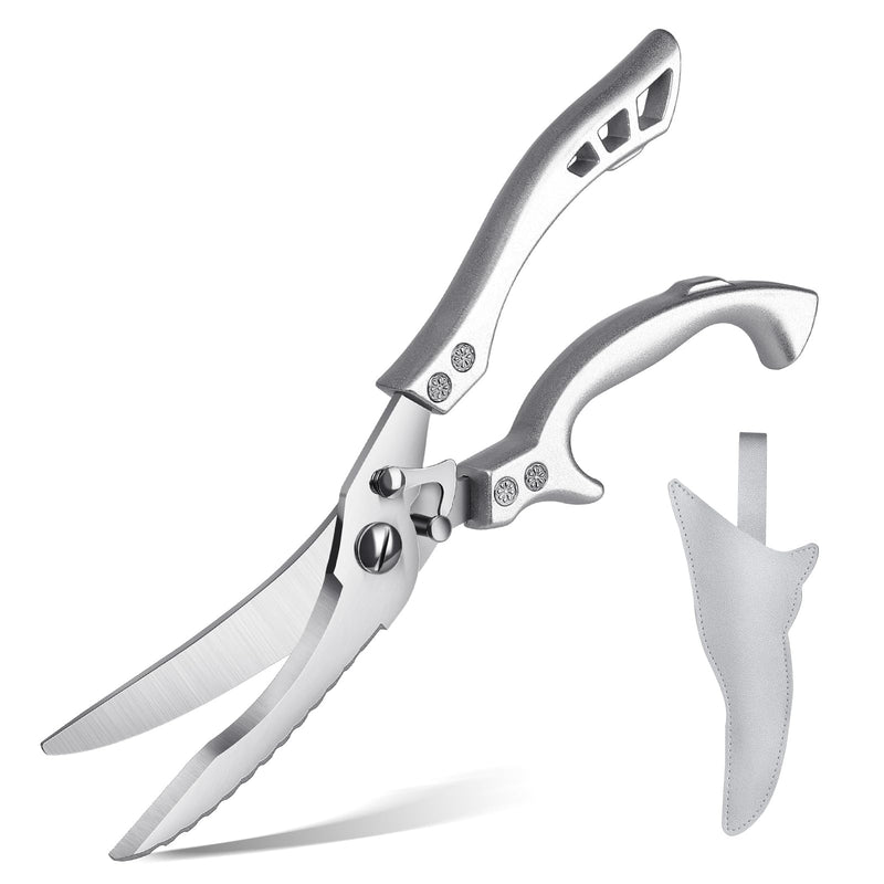 PURPLEBIRD Poultry Shears Heavy Duty, Kitchen Scissors Dishwasher Safe Kitchen Shears for Meat Cutting Stainless Steel Meat Cooking Scissors for Thanksgiving Day Silver