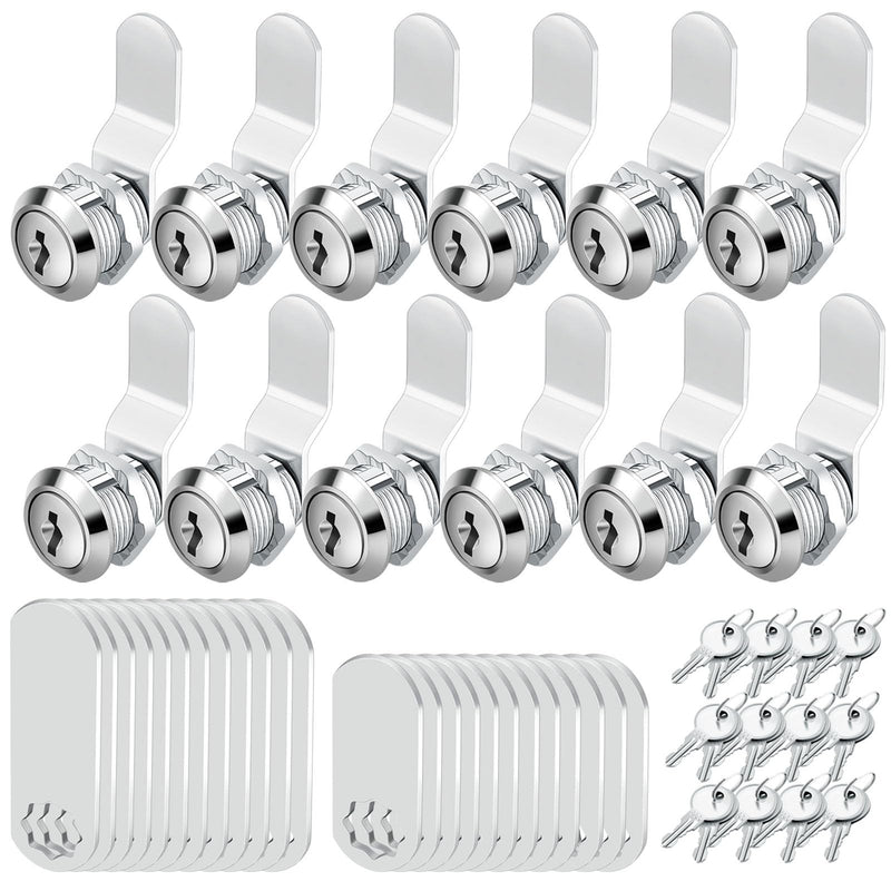 5/8 Cam Locks - 5/8 Diameter Cam Lock Keyed Alike Cabinet Locks Secure Files Drawers Mailbox RV Cylinder Replacement Lock Set, Camper Door Tool Box, Zinc Alloy(12 Pack) 5/8inch