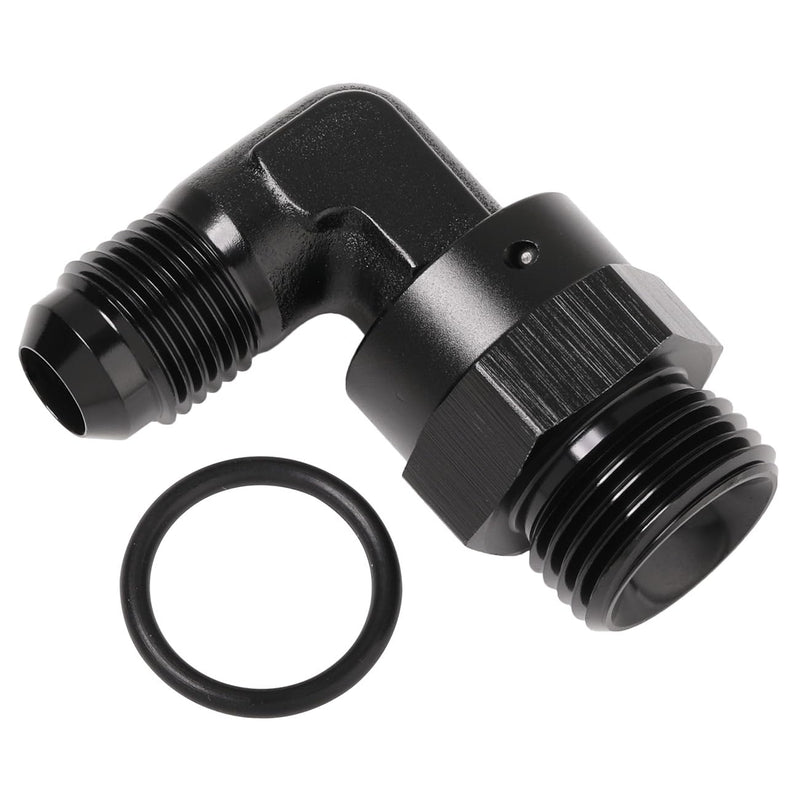 6AN Male Flare to 8AN -8 ORB O-ring Boss 90 Degree Swivel Fitting Adapter Aluminum Black 6AN to 8AN ORB