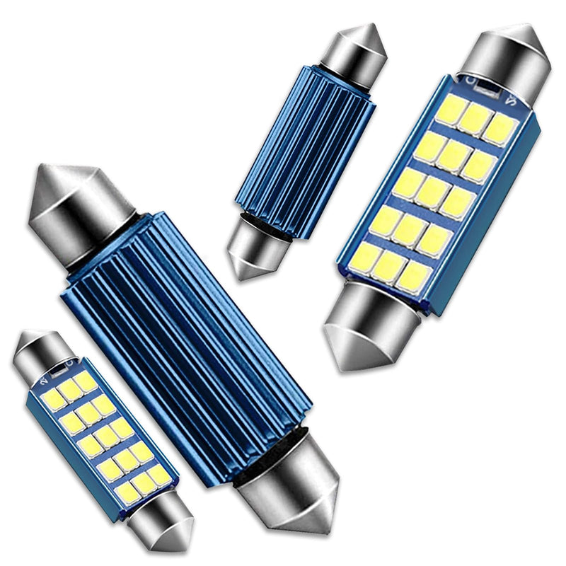 Pack-4 578 LED Extremely Bright Bulbs, 1.59" 6500K 2835 Chipsets 400LM Bulbs for LED Interior Dome Map Door Lights 211-2 212-2 569 6411 6451 41mm 42mm (White) 4 PCS White