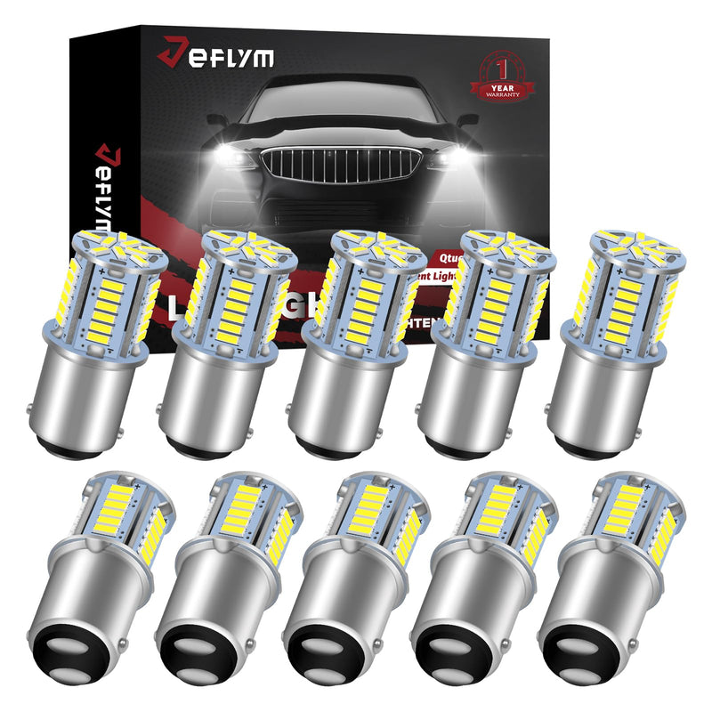 1076 1142 LED Bulb for RV, 12VDC Non Polarity Camper Interior Light Bulb, BA15D 90 1004 Replacement for Camper Trailer Motorhome Boat Light, Double Contact Bayonet,White 6000K 10 pcs White
