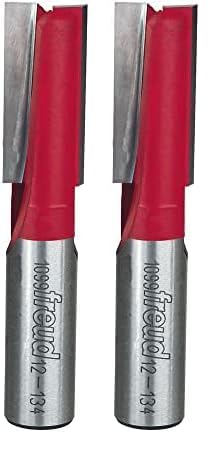 Freud 12-134: 9/16" (Dia.) Double Flute Straight Bit with 1/2" Shank,Red (Pack of 2) Pack of 2 9/16-Inch Diameter by 1-1/4-Inch Double Flute Straight Router Bit