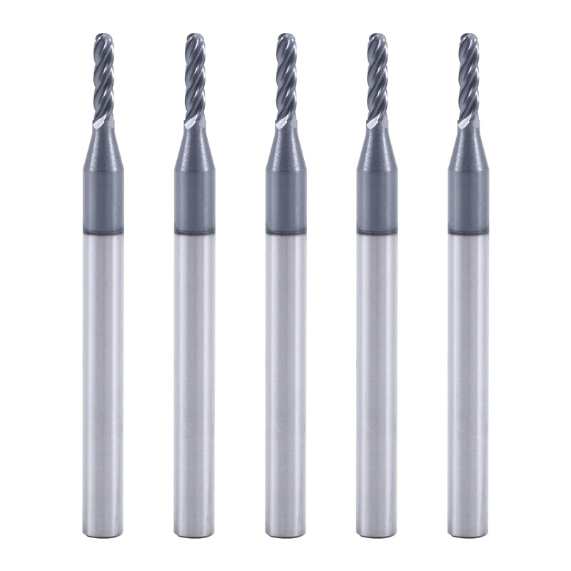 ISB Ball Nose End Mill Cutter, 1/16" Diameter, 1/8" Shank Diameter, 4 Flute Micro Grain Carbide Mrill Bits CNC Router Bits for Hardened Steel, Stainless Steel, Alloy Steel, Aluminum, Suitable 1/16 in 5