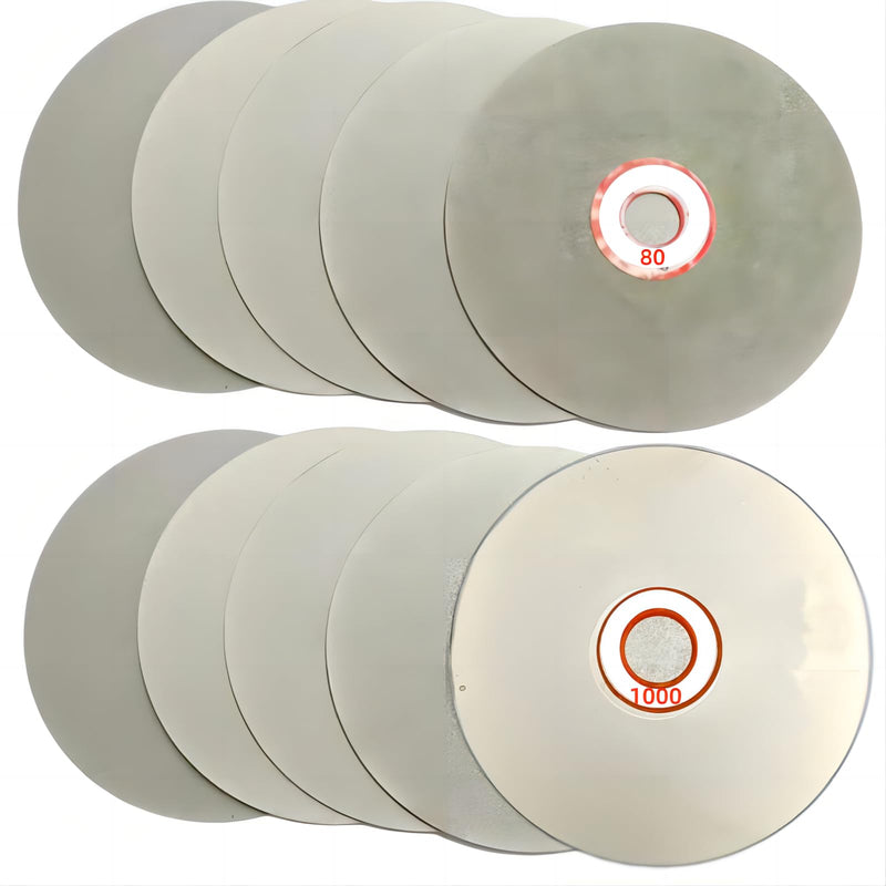 Diamond Flat Lap Disc Set 10 PCS, ENLAYER 4Inch Diamond Polishing Disc 80/100/200/400/600/800/1000/1500/2500/3000 Grit Wheel Lapping Grinding Disc Tool for Cutting or Sanding Stone and Glass